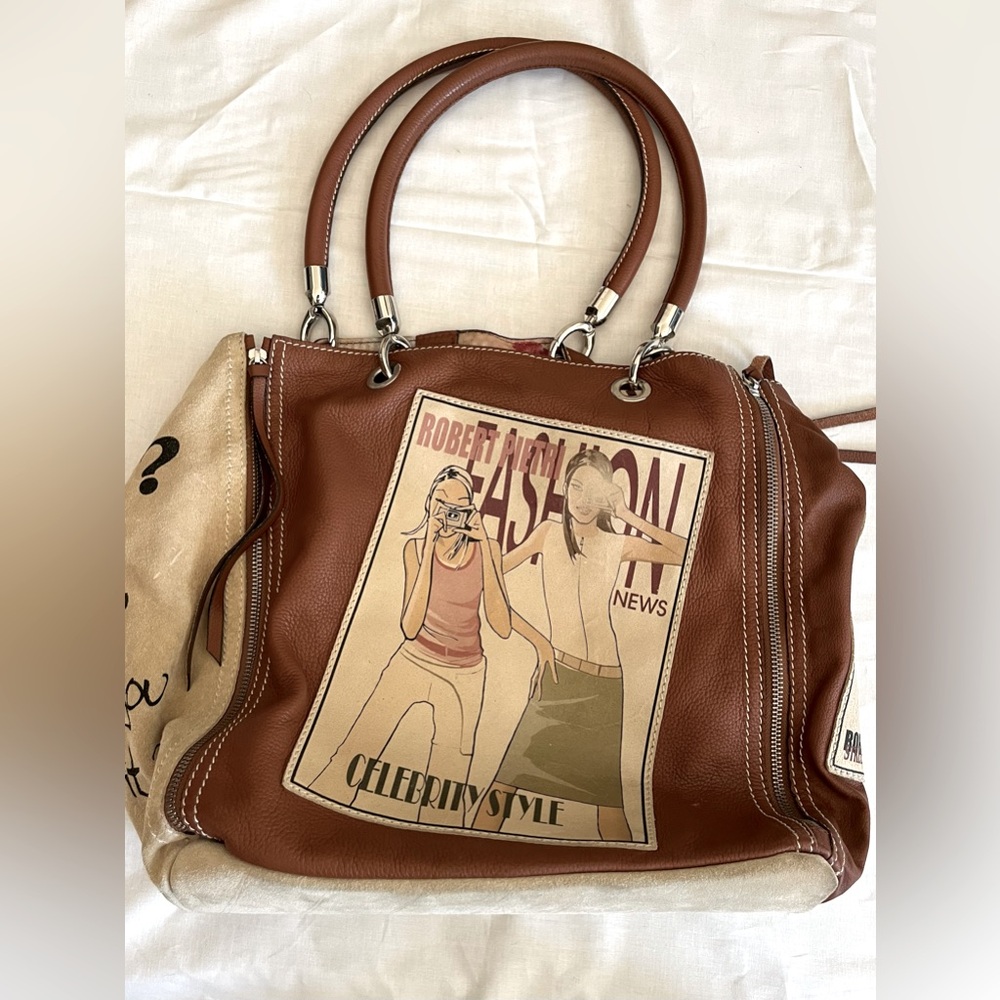 Robert Pietri Brown Leather Fashion News Bag